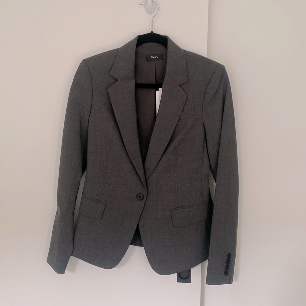 Theory Gabe Charcoal Gray Blazer NWT
